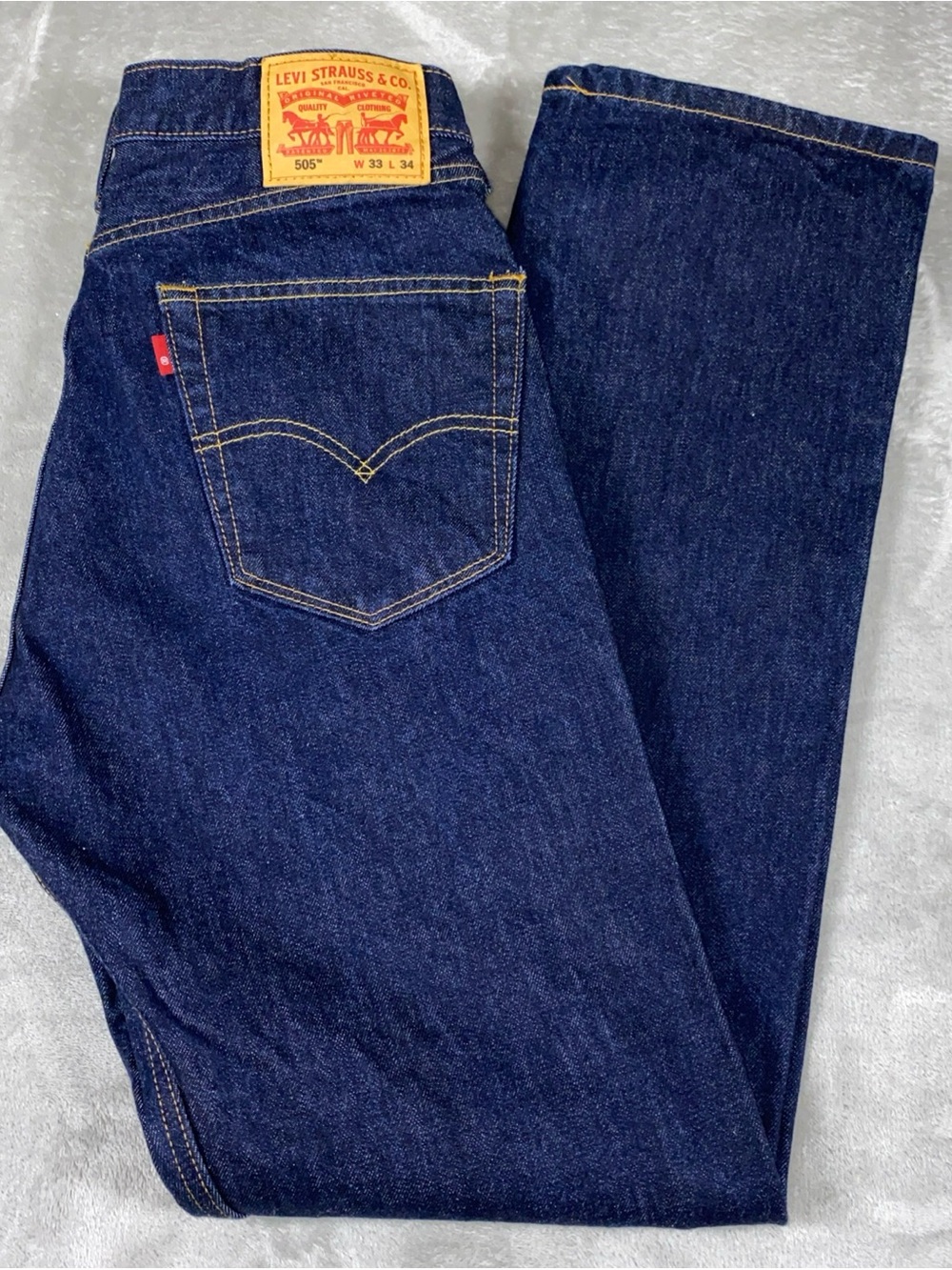 Levi's 505 Men’s 33X34 Dark Wash  Raw Denim Heavyweight Straight leg Jeans